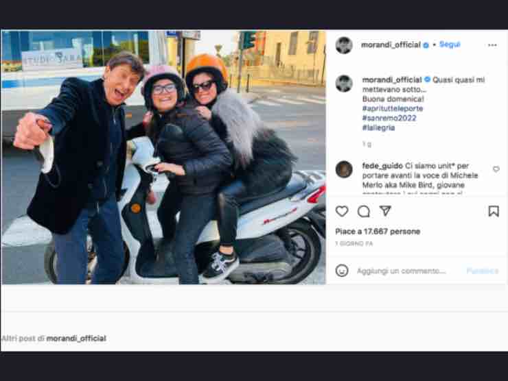 Il quasi-incidente di Gianni Morandi | Instagram