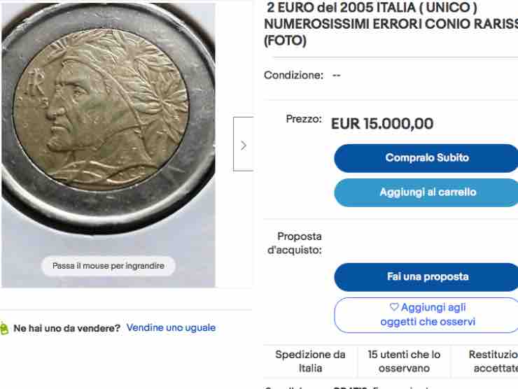 La moneta e la cifra richiesta_ 15.000 euro | Web Source