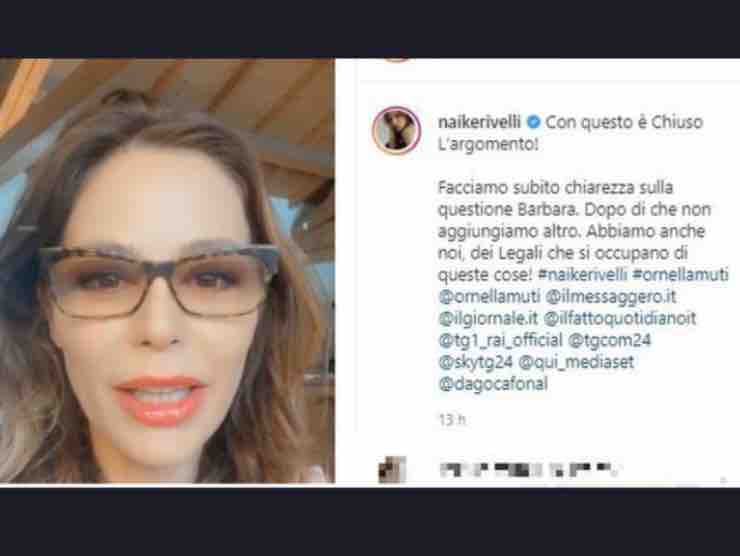 Uno dei post Instagram di Naike Rivelli contro Barbara d'Urso | Instagram