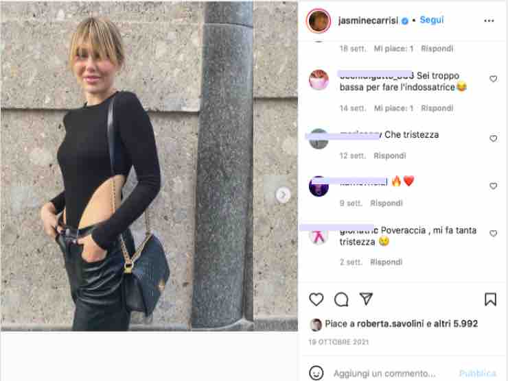 Coro di critiche per il nuovo lok di Jasmine Carrisi | Instagram